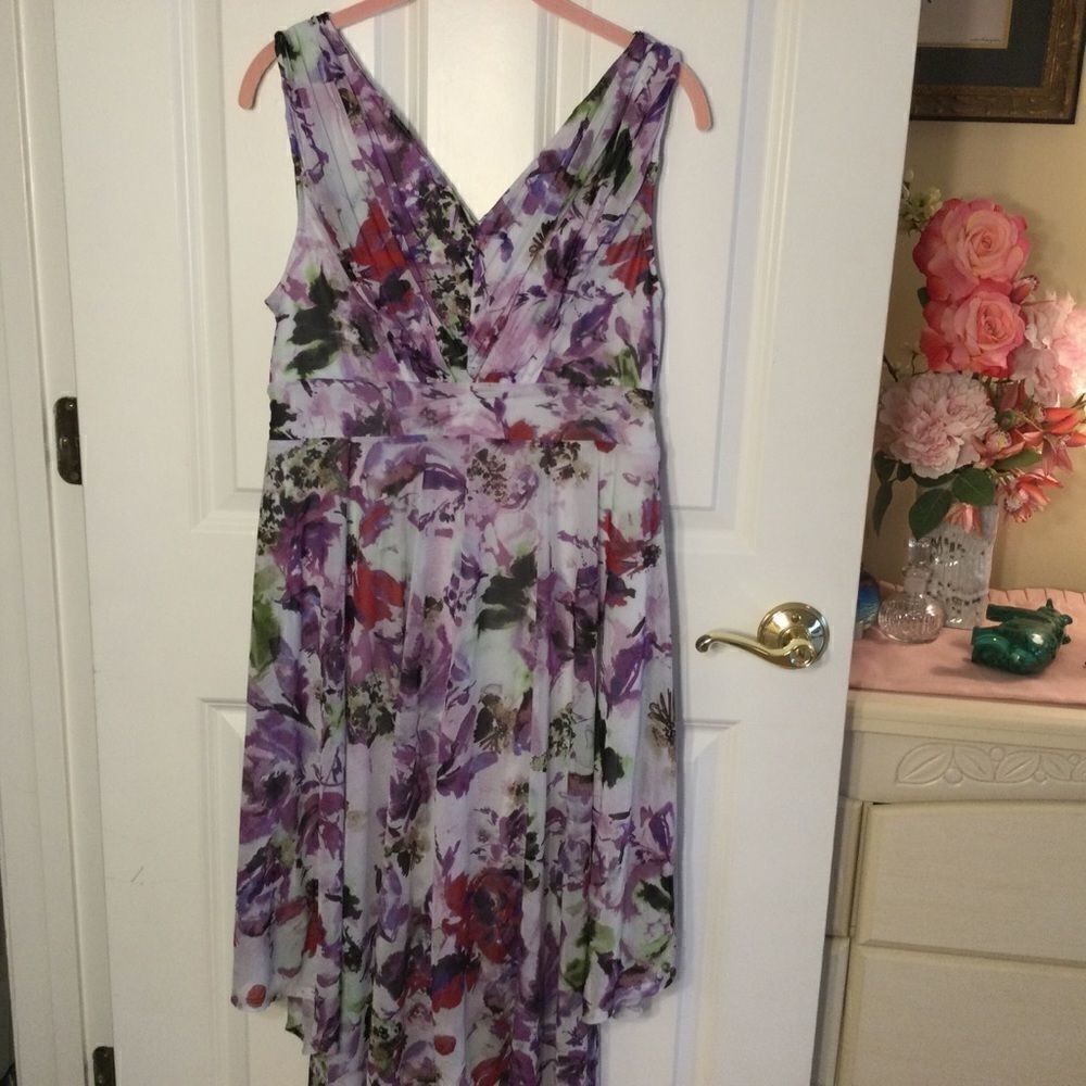 NWOT Simply Vera Wang Chiffon Overlay Dress LP